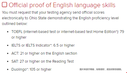 俄亥俄州立大學(xué)本科托福有什么要求？